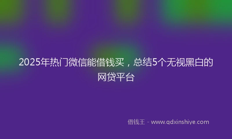 2025年热门微信能借钱买，总结5个无视黑白的网贷平台