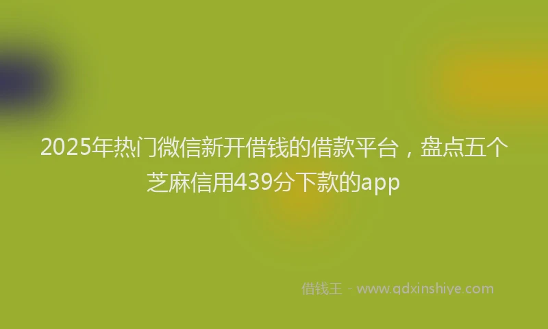 2025年热门微信新开借钱的借款平台，盘点五个芝麻信用439分下款的app