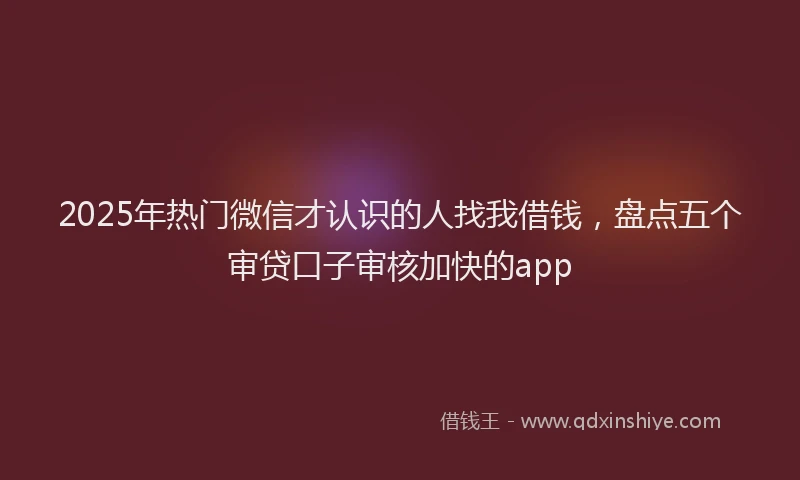 2025年热门微信才认识的人找我借钱，盘点五个审贷口子审核加快的app