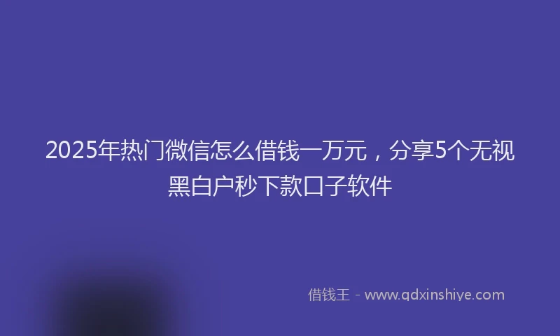2025年热门微信怎么借钱一万元，分享5个无视黑白户秒下款口子软件