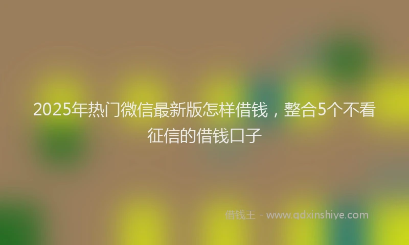 2025年热门微信最新版怎样借钱，整合5个不看征信的借钱口子
