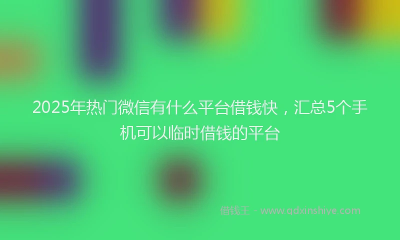 2025年热门微信有什么平台借钱快，汇总5个手机可以临时借钱的平台