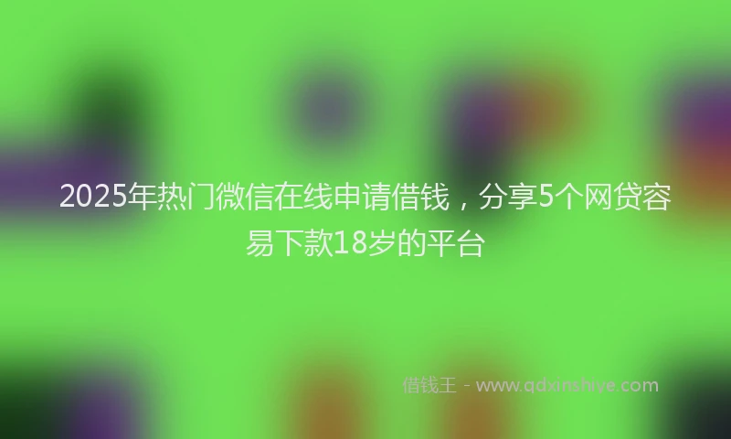2025年热门微信在线申请借钱，分享5个网贷容易下款18岁的平台