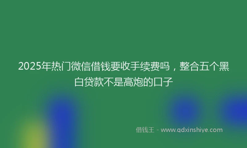 2025年热门微信借钱要收手续费吗，整合五个黑白贷款不是高炮的口子