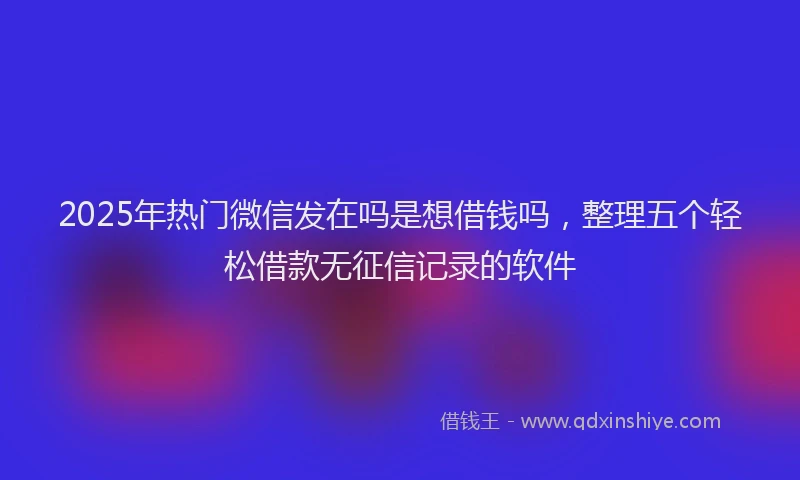 2025年热门微信发在吗是想借钱吗，整理五个轻松借款无征信记录的软件