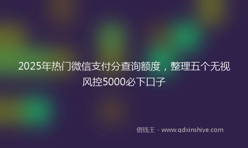2025年热门微信支付分查询额度，整理五个无视风控5000必下口子