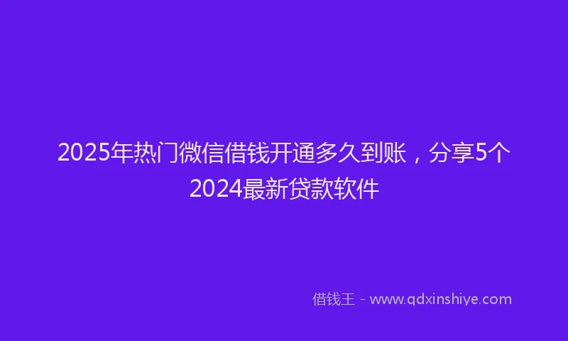 2025年热门微信借钱开通多久到账，分享5个2024最新贷款软件