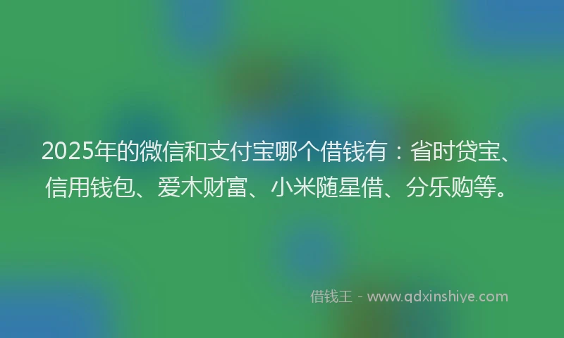 2025年的微信和支付宝哪个借钱有：省时贷宝、信用钱包、爱木财富、小米随星借、分乐购等。