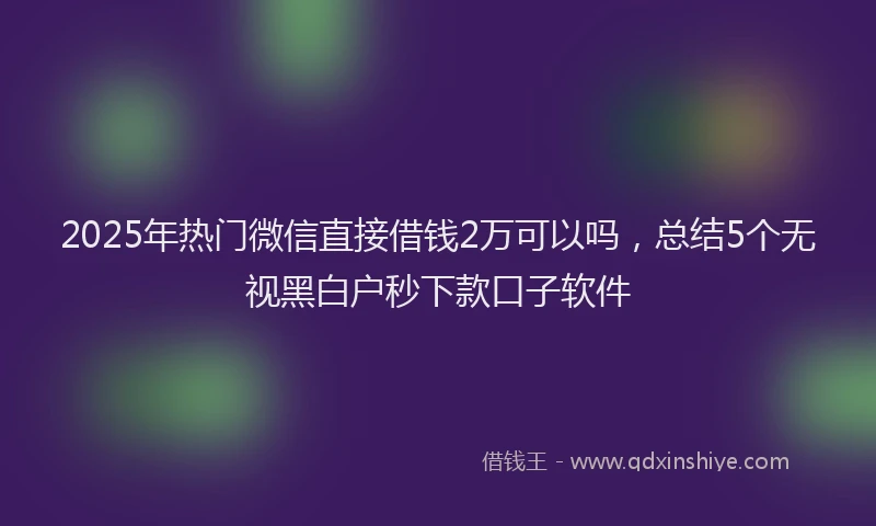 2025年热门微信直接借钱2万可以吗，总结5个无视黑白户秒下款口子软件