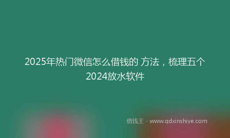 2025年热门微信怎么借钱的 方法，梳理五个2024放水软件