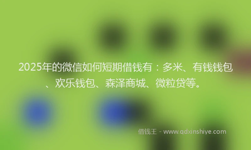 2025年的微信如何短期借钱有：多米、有钱钱包、欢乐钱包、森泽商城、微粒贷等。