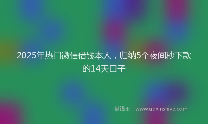 2025年热门微信借钱本人，归纳5个夜间秒下款的14天口子