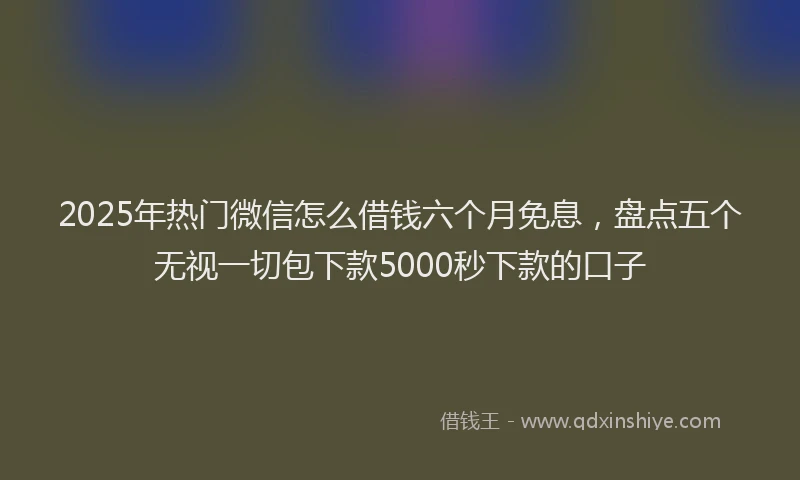 2025年热门微信怎么借钱六个月免息，盘点五个无视一切包下款5000秒下款的口子