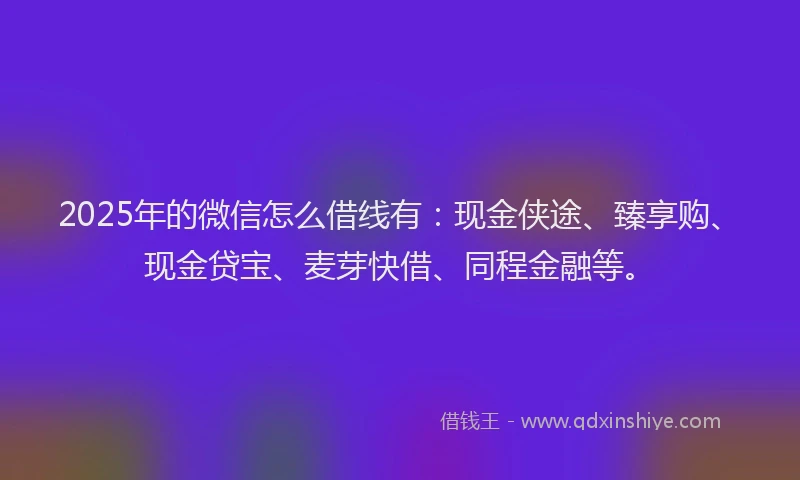 2025年的微信怎么借线有：现金侠途、臻享购、现金贷宝、麦芽快借、同程金融等。