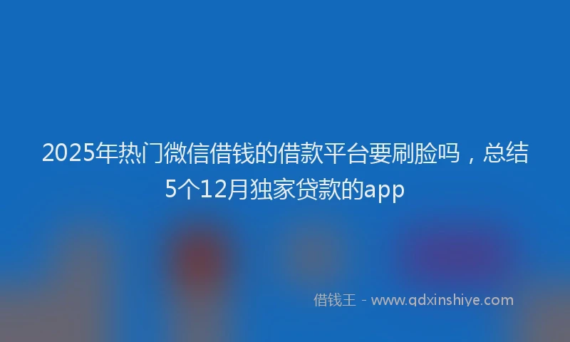 2025年热门微信借钱的借款平台要刷脸吗，总结5个12月独家贷款的app