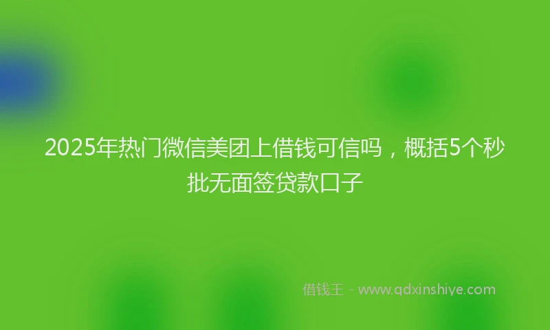 2025年热门微信美团上借钱可信吗，概括5个秒批无面签贷款口子