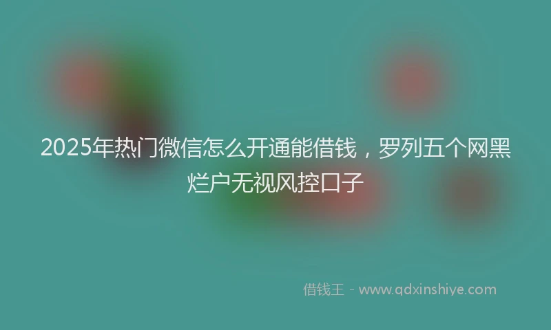 2025年热门微信怎么开通能借钱，罗列五个网黑烂户无视风控口子
