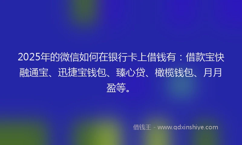 2025年的微信如何在银行卡上借钱有：借款宝快融通宝、迅捷宝钱包、臻心贷、橄榄钱包、月月盈等。