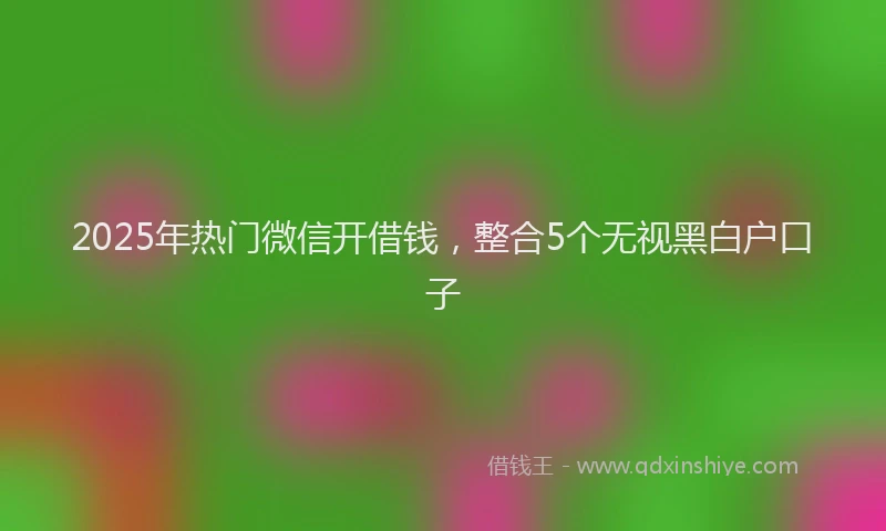 2025年热门微信开借钱，整合5个无视黑白户口子