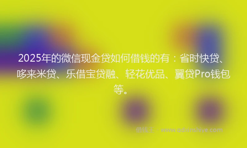 2025年的微信现金贷如何借钱的有：省时快贷、哆来米贷、乐借宝贷融、轻花优品、翼贷Pro钱包等。