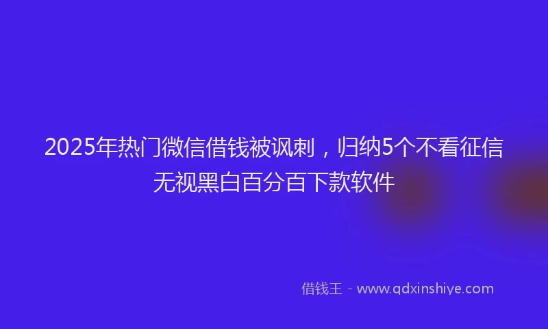 2025年热门微信借钱被讽刺，归纳5个不看征信无视黑白百分百下款软件