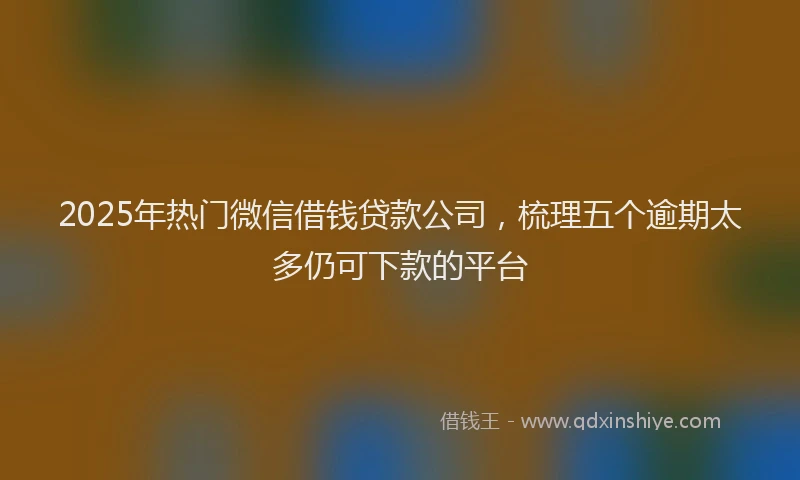 2025年热门微信借钱贷款公司，梳理五个逾期太多仍可下款的平台