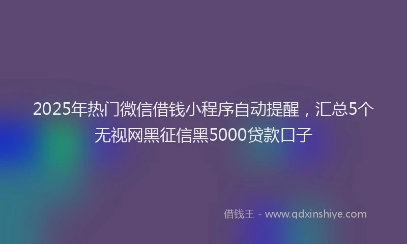 2025年热门微信借钱小程序自动提醒，汇总5个无视网黑征信黑5000贷款口子
