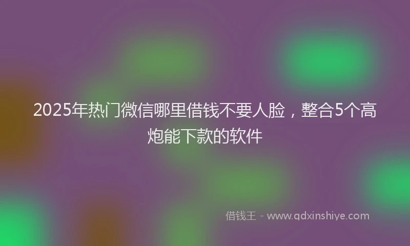 2025年热门微信哪里借钱不要人脸，整合5个高炮能下款的软件