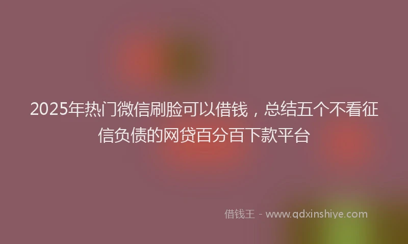 2025年热门微信刷脸可以借钱，总结五个不看征信负债的网贷百分百下款平台