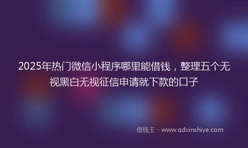 2025年热门微信小程序哪里能借钱，整理五个无视黑白无视征信申请就下款的口子