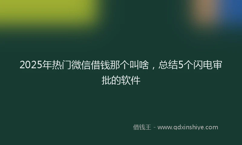 2025年热门微信借钱那个叫啥，总结5个闪电审批的软件