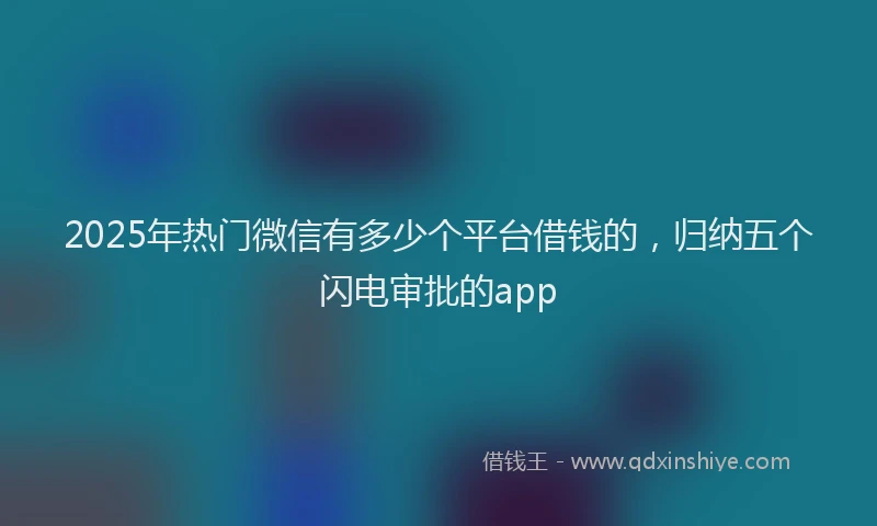 2025年热门微信有多少个平台借钱的，归纳五个闪电审批的app