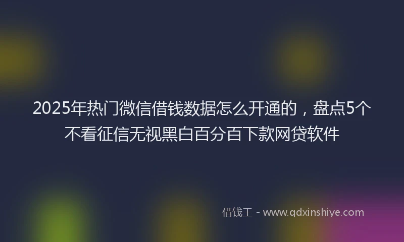 2025年热门微信借钱数据怎么开通的，盘点5个不看征信无视黑白百分百下款网贷软件