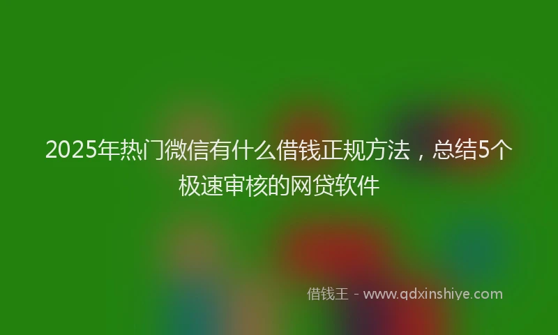 2025年热门微信有什么借钱正规方法，总结5个极速审核的网贷软件