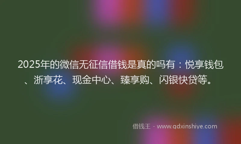 2025年的微信无征信借钱是真的吗有：悦享钱包、浙享花、现金中心、臻享购、闪银快贷等。