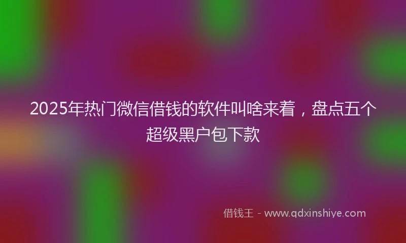 2025年热门微信借钱的软件叫啥来着，盘点五个超级黑户包下款