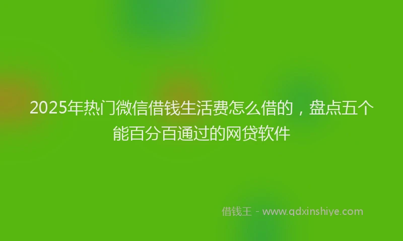 2025年热门微信借钱生活费怎么借的，盘点五个能百分百通过的网贷软件