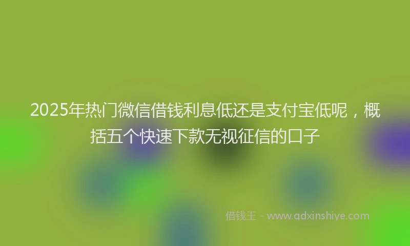 2025年热门微信借钱利息低还是支付宝低呢，概括五个快速下款无视征信的口子