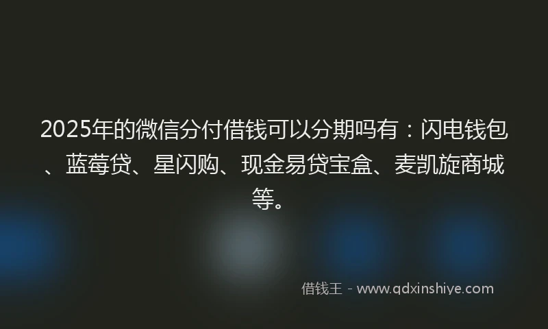 2025年的微信分付借钱可以分期吗有：闪电钱包、蓝莓贷、星闪购、现金易贷宝盒、麦凯旋商城等。