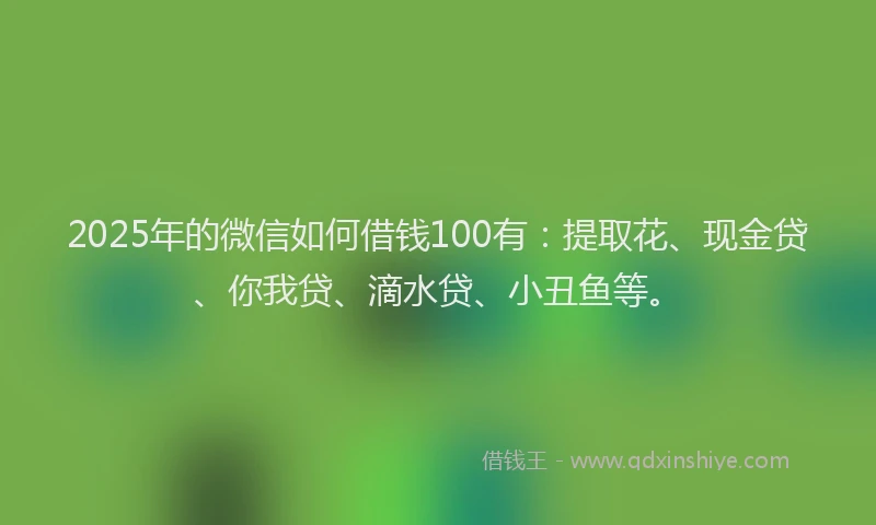 2025年的微信如何借钱100有：提取花、现金贷、你我贷、滴水贷、小丑鱼等。