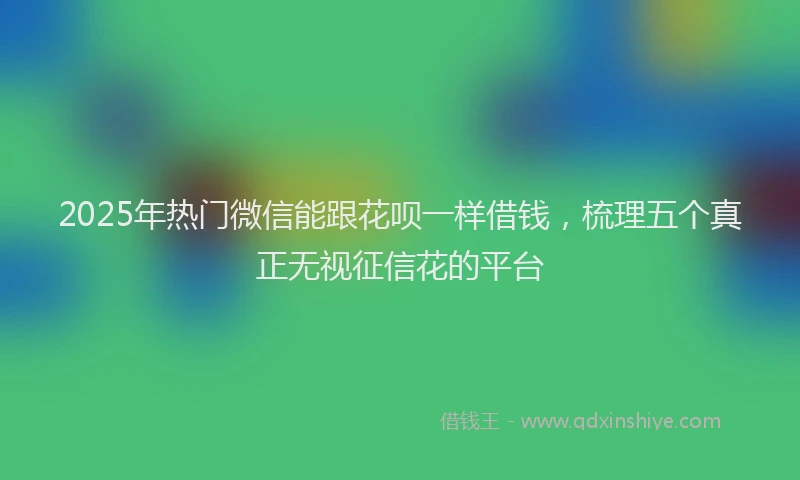 2025年热门微信能跟花呗一样借钱，梳理五个真正无视征信花的平台