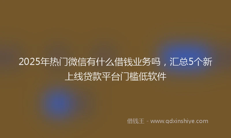 2025年热门微信有什么借钱业务吗，汇总5个新上线贷款平台门槛低软件