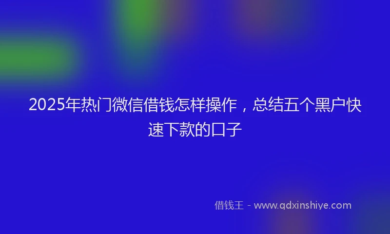 2025年热门微信借钱怎样操作，总结五个黑户快速下款的口子