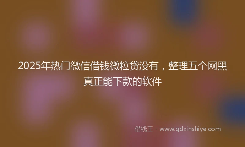 2025年热门微信借钱微粒贷没有，整理五个网黑真正能下款的软件