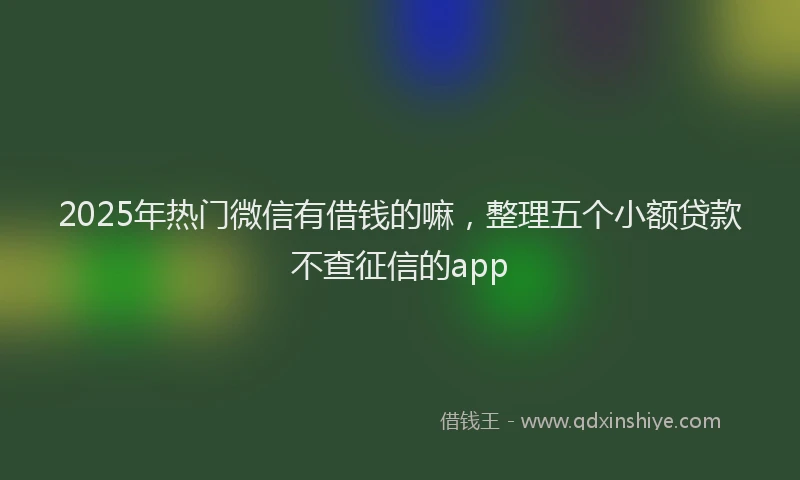 2025年热门微信有借钱的嘛，整理五个小额贷款不查征信的app