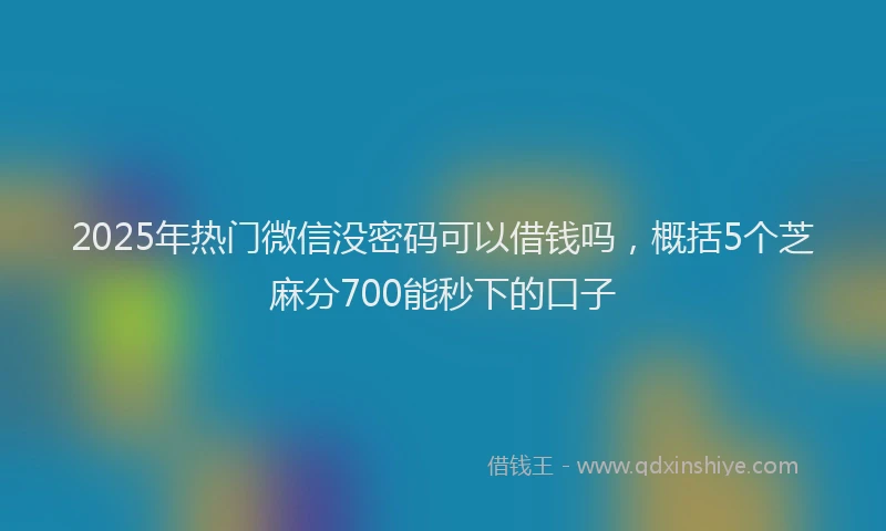 2025年热门微信没密码可以借钱吗，概括5个芝麻分700能秒下的口子