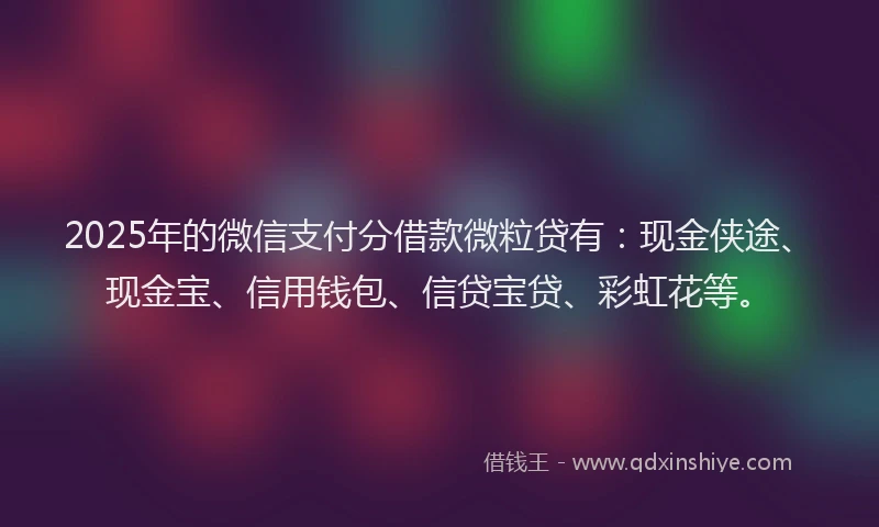 2025年的微信支付分借款微粒贷有：现金侠途、现金宝、信用钱包、信贷宝贷、彩虹花等。