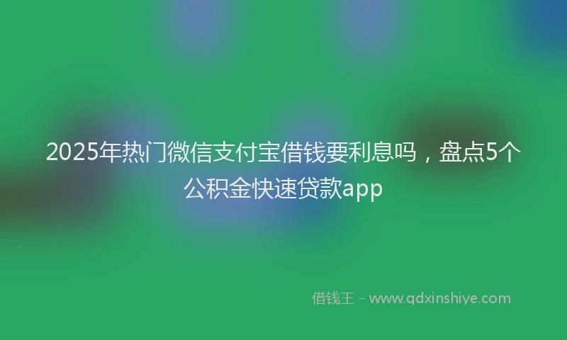 2025年热门微信支付宝借钱要利息吗，盘点5个公积金快速贷款app