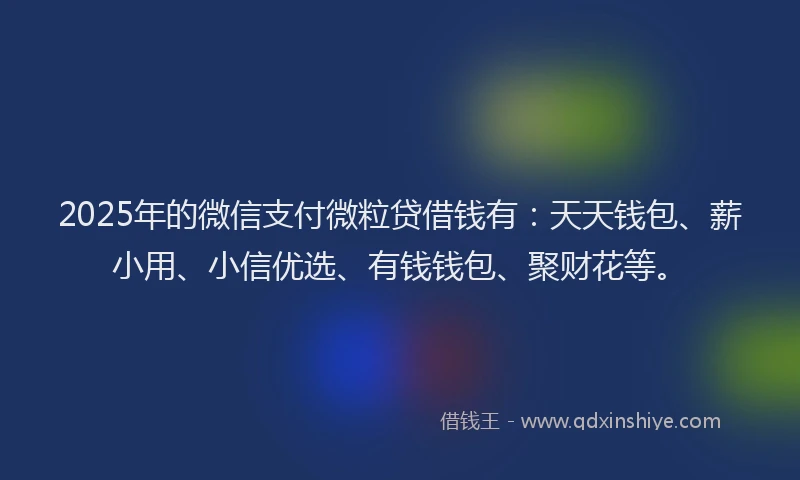 2025年的微信支付微粒贷借钱有：天天钱包、薪小用、小信优选、有钱钱包、聚财花等。