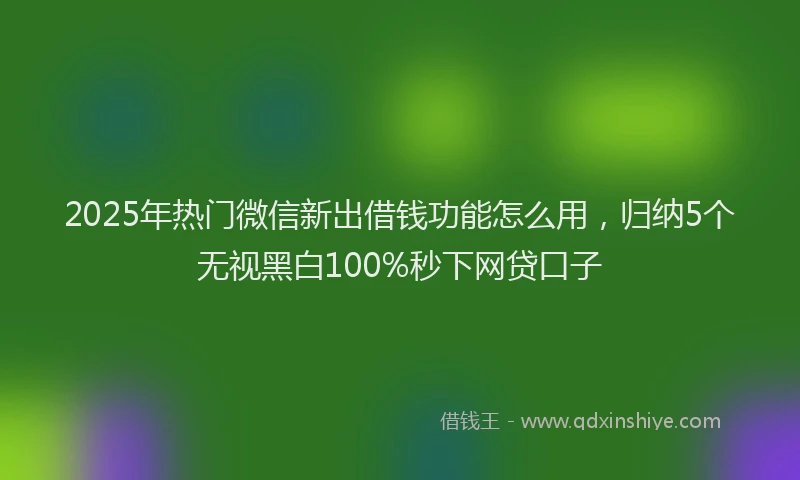 2025年热门微信新出借钱功能怎么用，归纳5个无视黑白100%秒下网贷口子